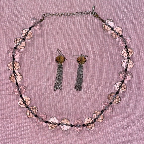 Acrylic Clear/Smoke-Coloured Necklace/Earring Set. - Picture 1 of 4